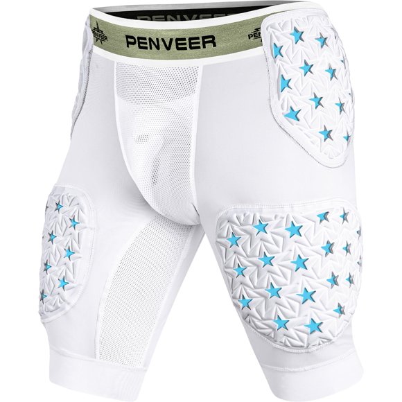 Faja de Fútbol Penveer 5 Almohadillas para Hombre, Blanca, con Bolsillo para Copa