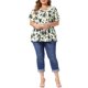 thumbnail image 2 of Agnes Orinda Blusas de Verano Casual de Talla Grande para Mujer con Estampado Floral, Cuello en V, Manga Corta, Túnica 2X Negro, 2 of 4