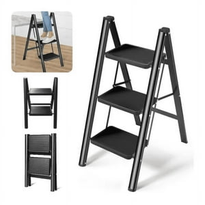 Genérico - Escalera Plegable Ligera Acero 3 Escalones Capacidad 150Kg