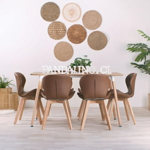 Pandalino - Comedor Mesa Álamo + 6 Sillones Rubik Café | Estilo Nórdico