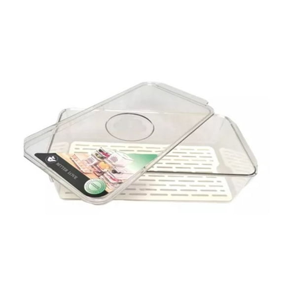Organizador Acrilico Refrigerador Transparente Con Tapa