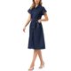 thumbnail image 4 of INSPIRE CHIC Vestido Midi de Mezclilla Casual con Botones y Cinturón de Manga Corta para Mujer Regreso a Clases L Negro Azul, 4 of 6
