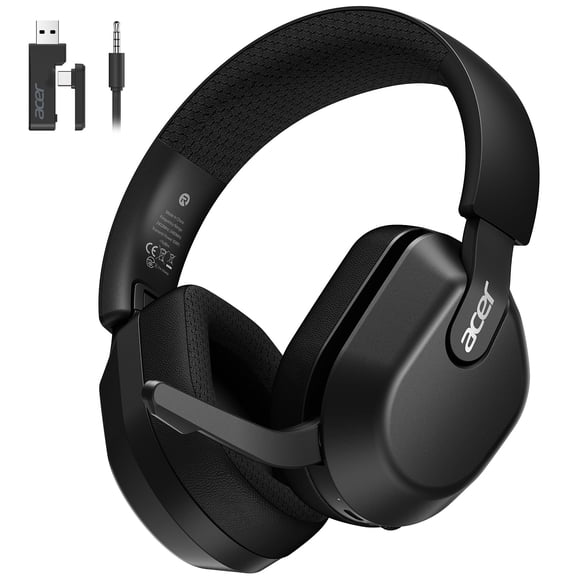 Auriculares Acer Inalámbricos PS5/PC Negro con Micrófono de Silencio al Voltear