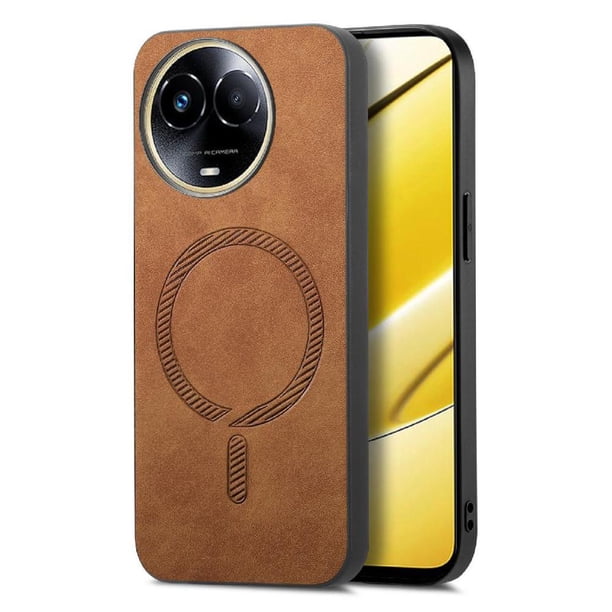 Magnetic Slim Case for Realme 11 5G with Camera Guard & Anti-Scratch Back Brown