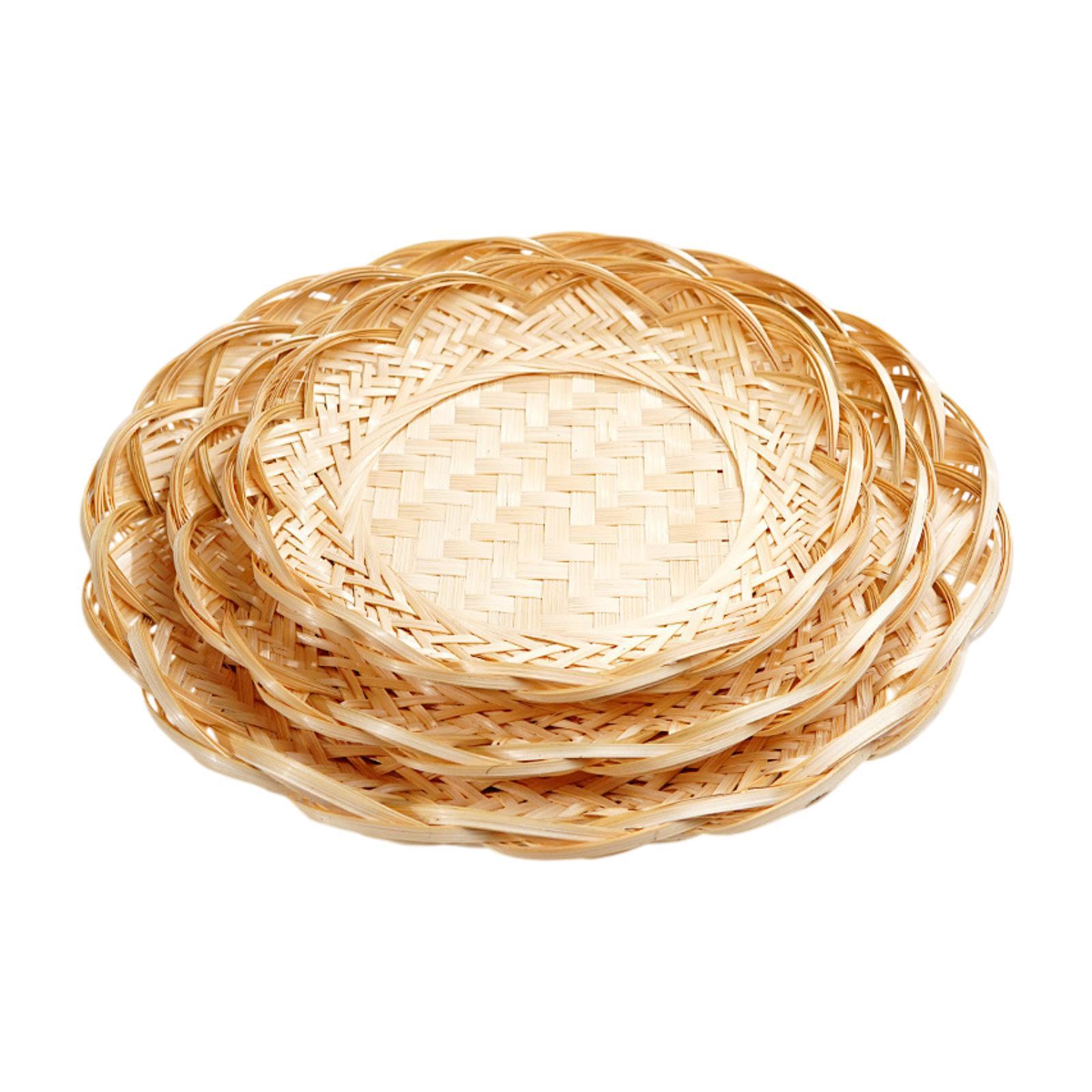Bothyi - Bandeja De Bambú Rústica Redonda Para Servir Aperitivos De Verduras, Juego De Tres Piezas Para Restaurante