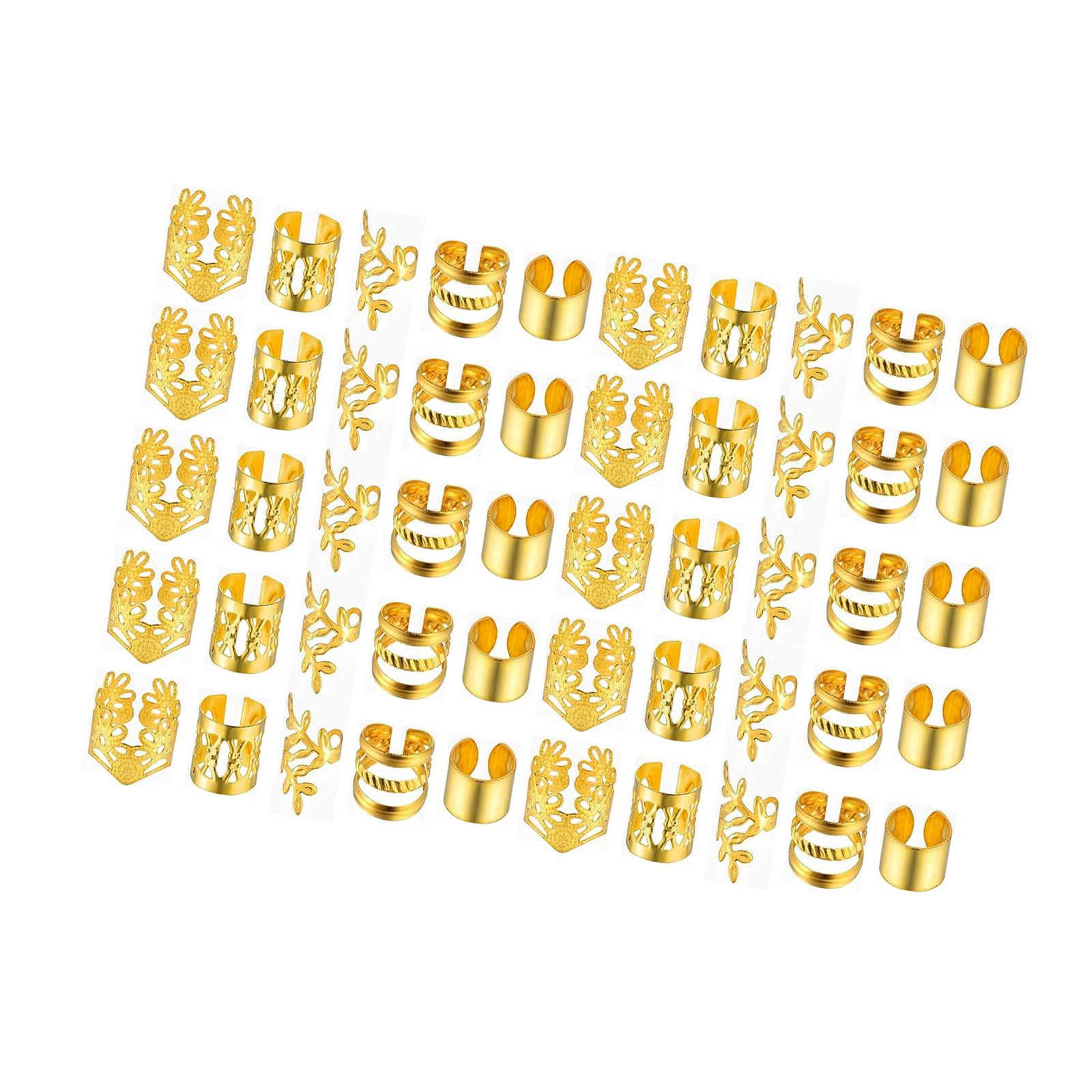 Ioensy - Pinzas Para Trenzas, Adornos Para El Cabello, Anillos Para Exhibiciones, Fiestas, Festivales, Dorados, 50 Unidades