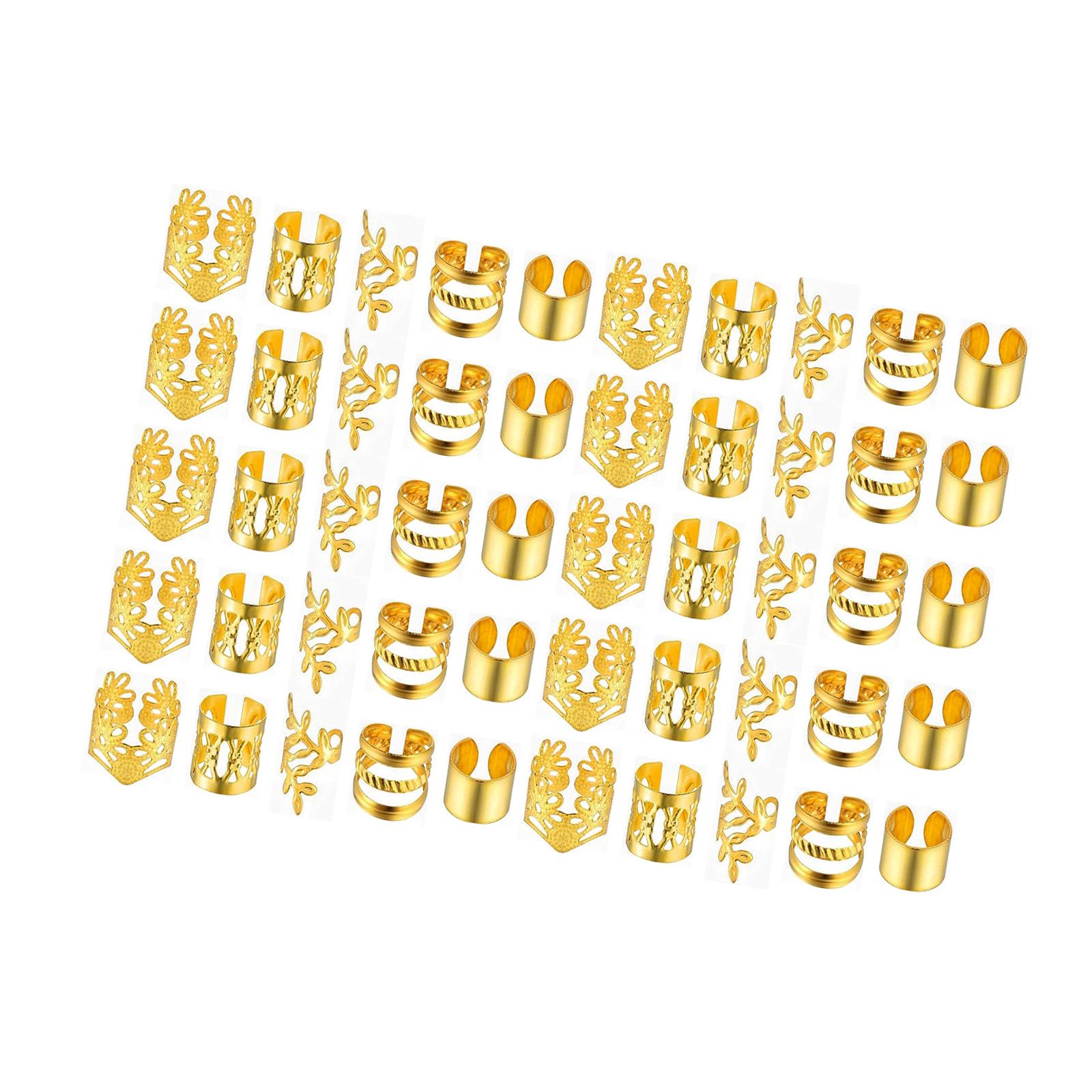 Ioensy - Pinzas Para Trenzas, Adornos Para El Cabello, Anillos Para Exhibiciones, Fiestas, Festivales, Dorados, 50 Unidades