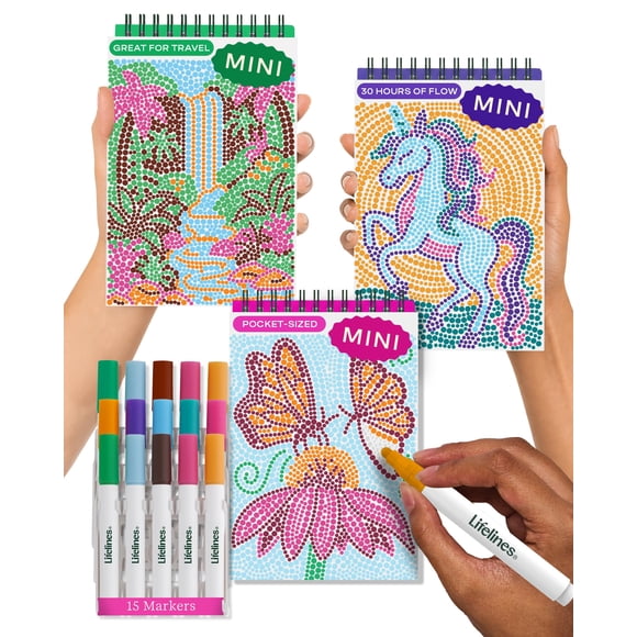 Pads de actividades Lifelines FlowArt Mini con marcadores, paquete de 3