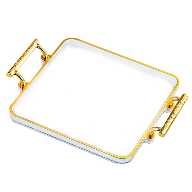 Bandeja para servir, organizador de encimera, soporte para perfumes y cosméticos, bandeja de almacenamiento para guardar llaves y baratijas para salón Transparente