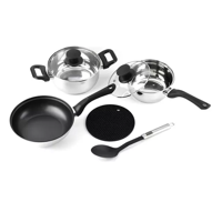 Genérico - Batería Marmicoc De 7 Piezas, Ollas De Acero Inoxidable, Color Plateado