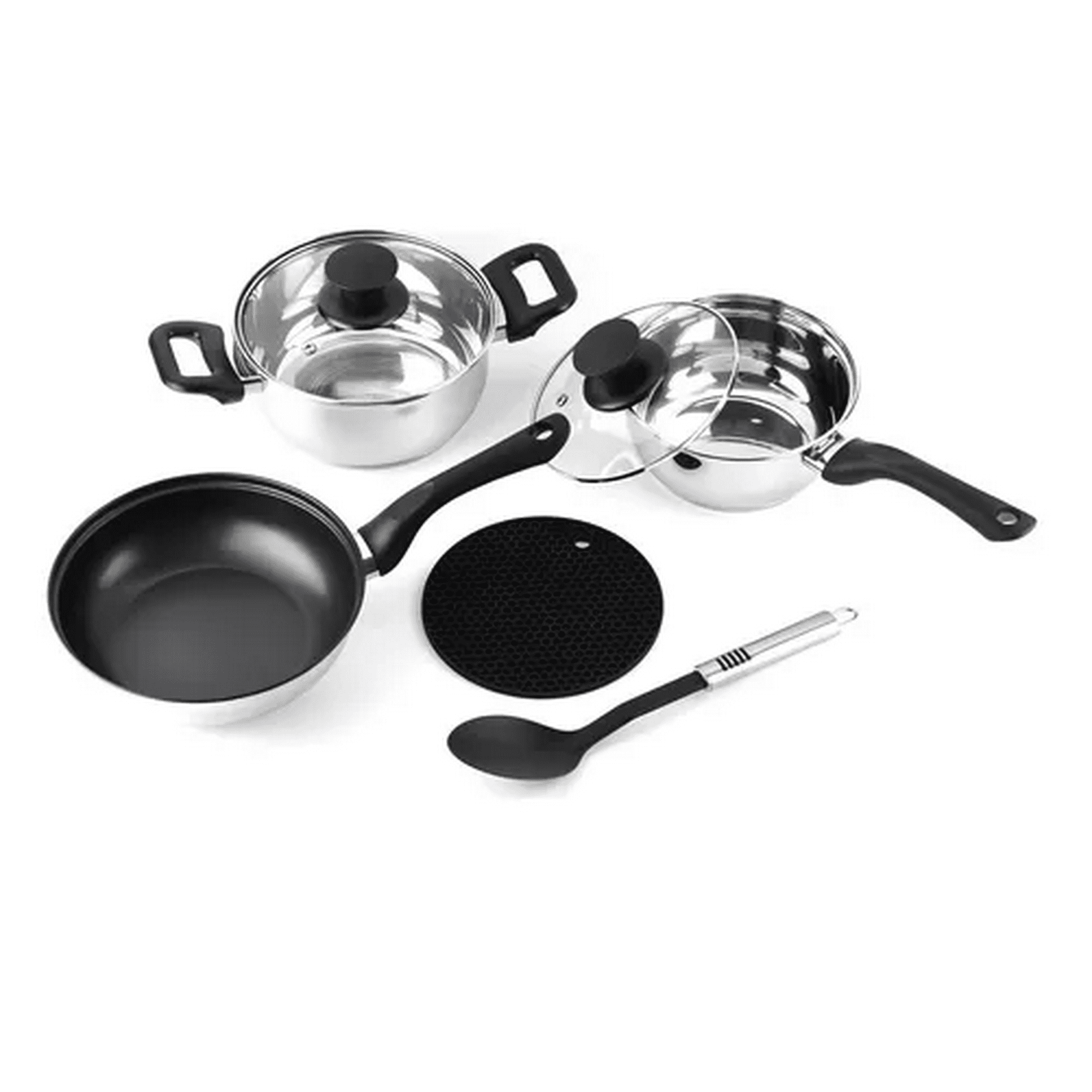 Genérico - Batería Marmicoc De 7 Piezas, Ollas De Acero Inoxidable, Color Plateado