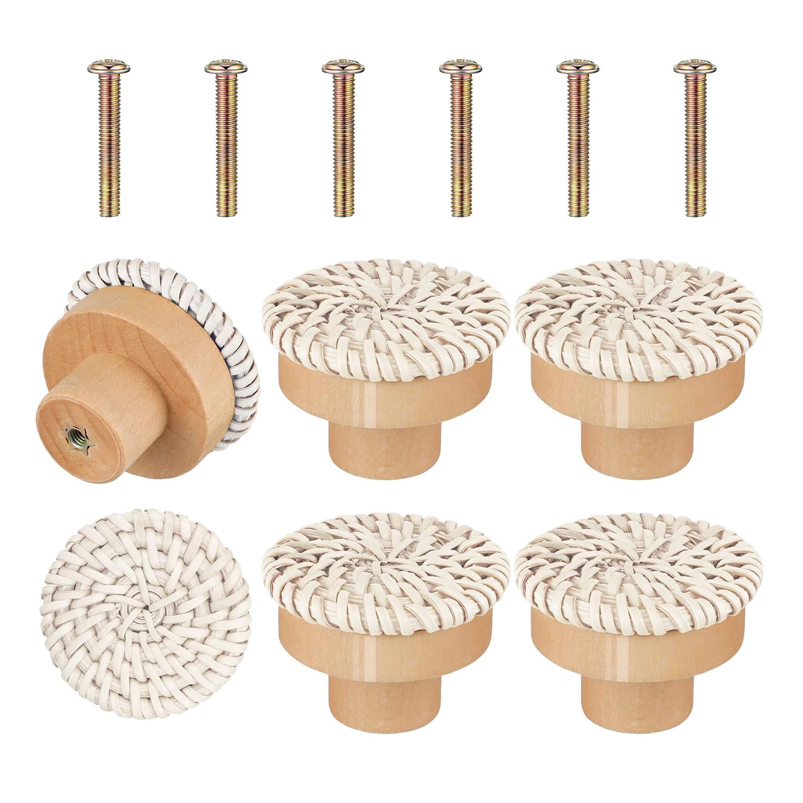 Bothyi - Pomos De Tocador De Ratán Bohemio, Pomos De Cajón De Ratán De Madera Para Puerta De Casa De Tocador