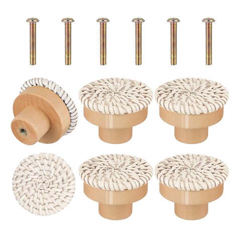 Bothyi - Pomos De Tocador De Ratán Bohemio, Pomos De Cajón De Ratán De Madera Para Puerta De Casa De Tocador