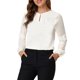 thumbnail image 5 of INSPIRE CHIC Blusa de Chifón para Mujer de Regreso a Clases Cuello con Abertura Manga de Parches Elegante Top de Trabajo XS Blanco, 5 of 8