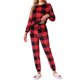 thumbnail image 1 of INSPIRE CHIC Conjuntos de Pijama para Mujer, Franela Impresa, Manga Larga, Parte Superior y Pantalones Térmicos, Conjunto de 2 Piezas para Dormir, XL Rojo, 1 of 6