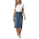 thumbnail image 2 of INSPIRE CHIC Falda de Mezclilla de Cintura Alta para Mujer, Falda de Jean hasta la Rodilla con Dobladillo Deshilachado y Bolsillos Azul XS, 2 of 6