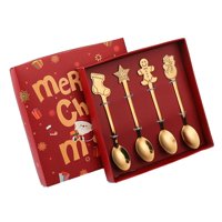 Bothyi - Kits De Cubiertos De Navidad, Cuchara De Postre De Acero Inoxidable Para Decoración De Fiesta Y Cocina, 4 Uds.