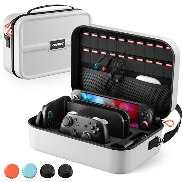 Funda de transporte COOWPS Switch 2 para Nintendo Switch 2 (2025) blanca