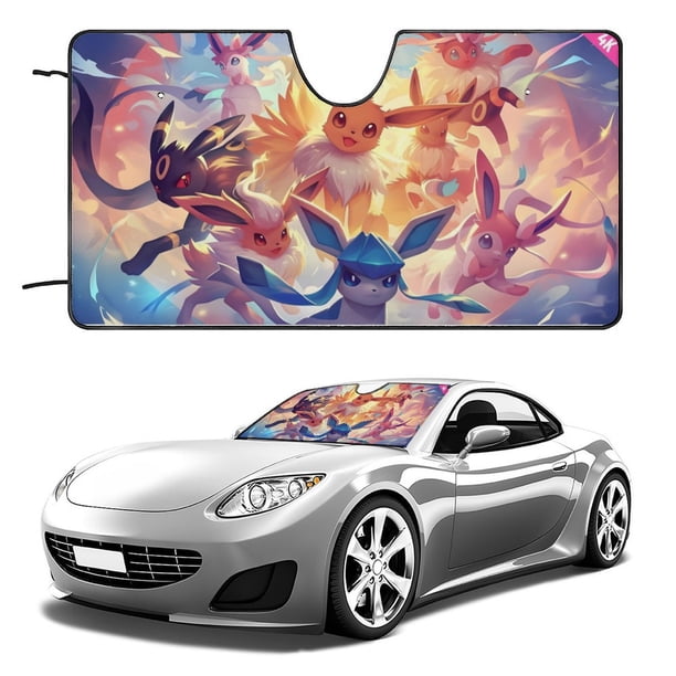 Eevee Evoluciones Estéticas Parasol para Parabrisas Delantero Protector Plegable, Visera Solar para Auto Bloquea Rayos UV Mantiene tu Vehículo Fresco140cm*76cm