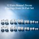 thumbnail image 5 of Pendientes Qitequan 24 pares de botones de acero plateado con zirconia cúbica, 5 of 9