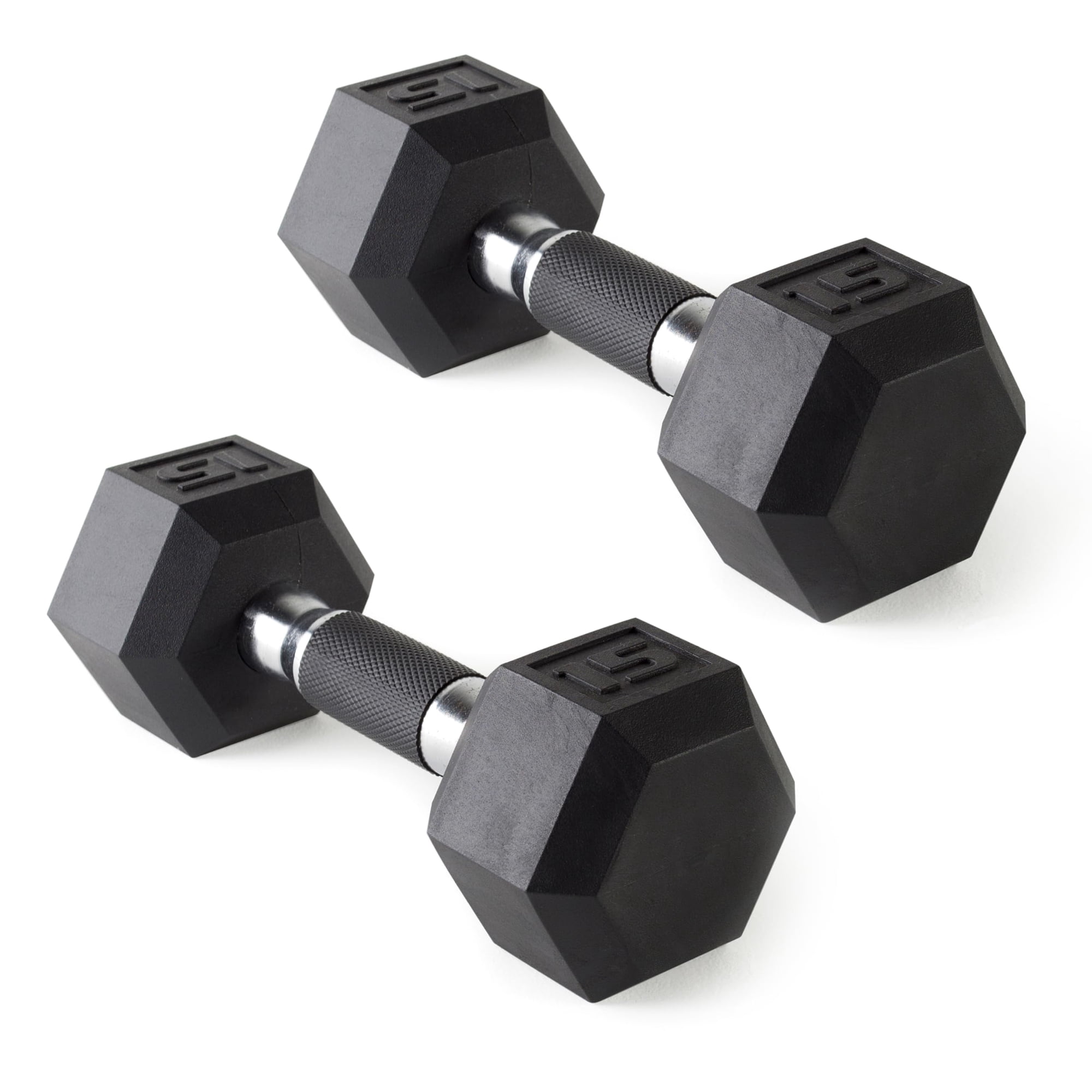 Par De Mancuernas Hexagonales Cap De 15 Lb Recubiertas De Goma Con Agarre Cómodo