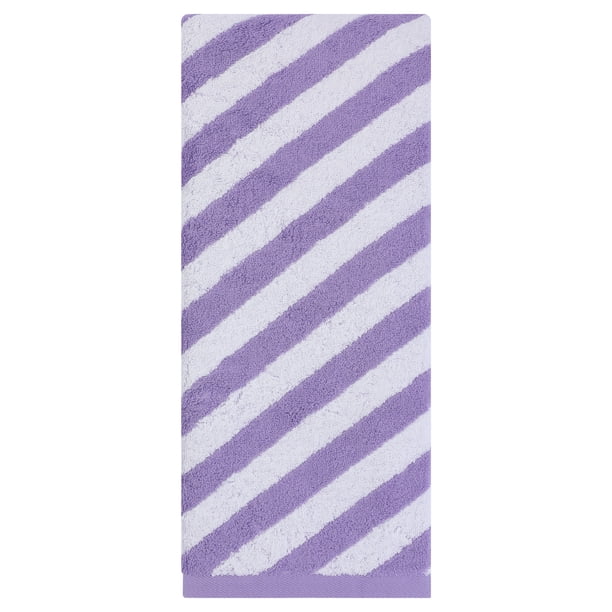 REGALWOVEN 1 Paquete Toalla de Baño de Algodón Puro a Rayas, Absorbente y de Secado Rápido para Gimnasio, Viaje, Piscina, Hotel Púrpura 55" x 28"