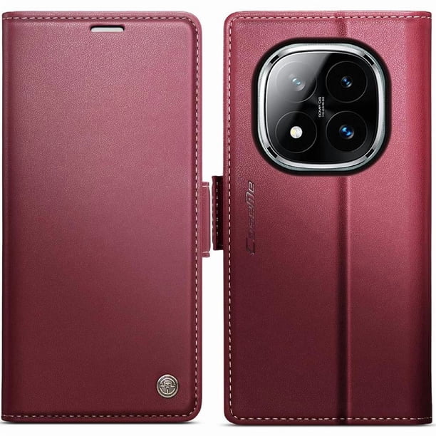 CaseMe tipo cartera Xiaomi Redmi Note 14 Pro 4G con cierre magnético, RFID, tarjetero, soporte, carga inalámbrica