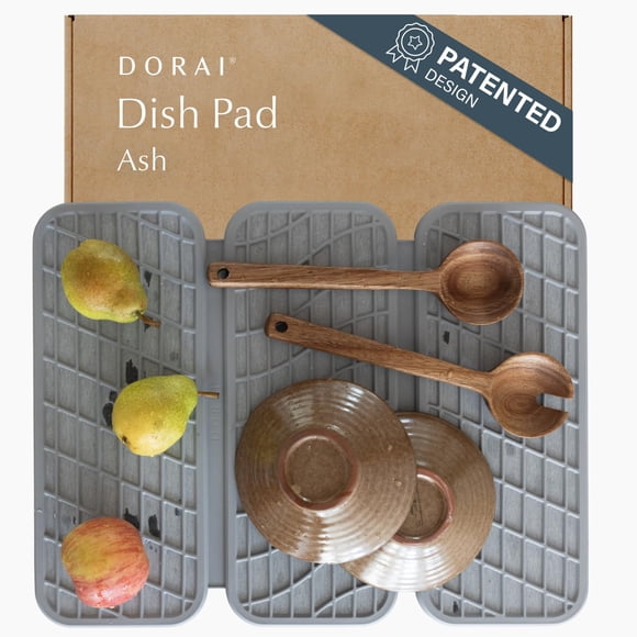 Tapete para Secar Platos Dorai 50x39 cm Plegable Color Ceniza