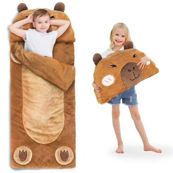 Saco de dormir iPlay iLearn Plush Capybara para niños de 1 a 8 años