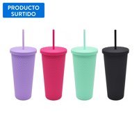 Vaso Plastico Con Bombilla 650Ml Surtido Haus