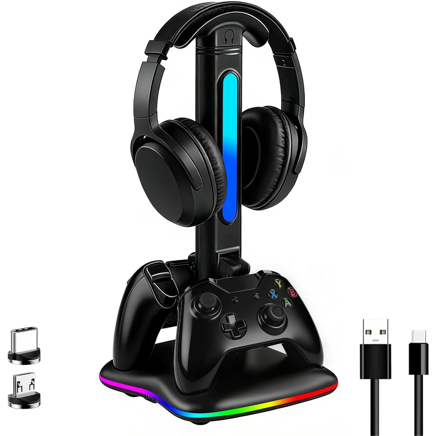 Genérico - Controlador De Carga Con Soporte Para Audífonos Rgb Para Ps5, Estación De Carga Doble Usb Para Holder De Auriculares De Xbox