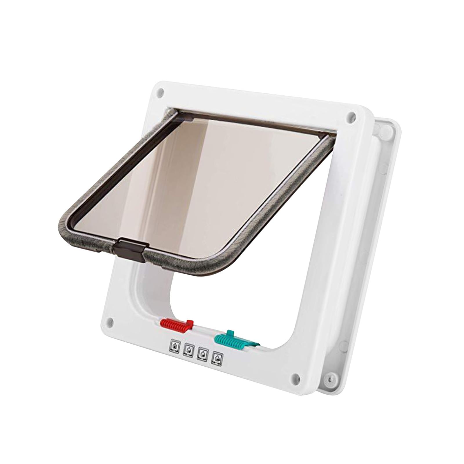 Magideal - Puerta Duradera Para Mascotas, Puerta Para Perros, Suministros Para Mascotas Con Cerradura De Seguridad De 4 Vías, Puerta Con Solapa Para Perros Y , Blanco