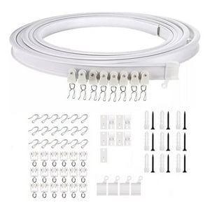 Genérico - Riel Cortina Techo Flexible 3M 18 Poleas Soporte Pvc