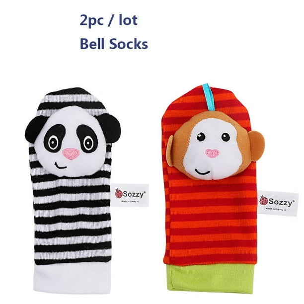 New Newborn Baby Animal Watch With Wrist Strap Socks With Rattle Bell Newborn Baby Puzzle Early Education Toy