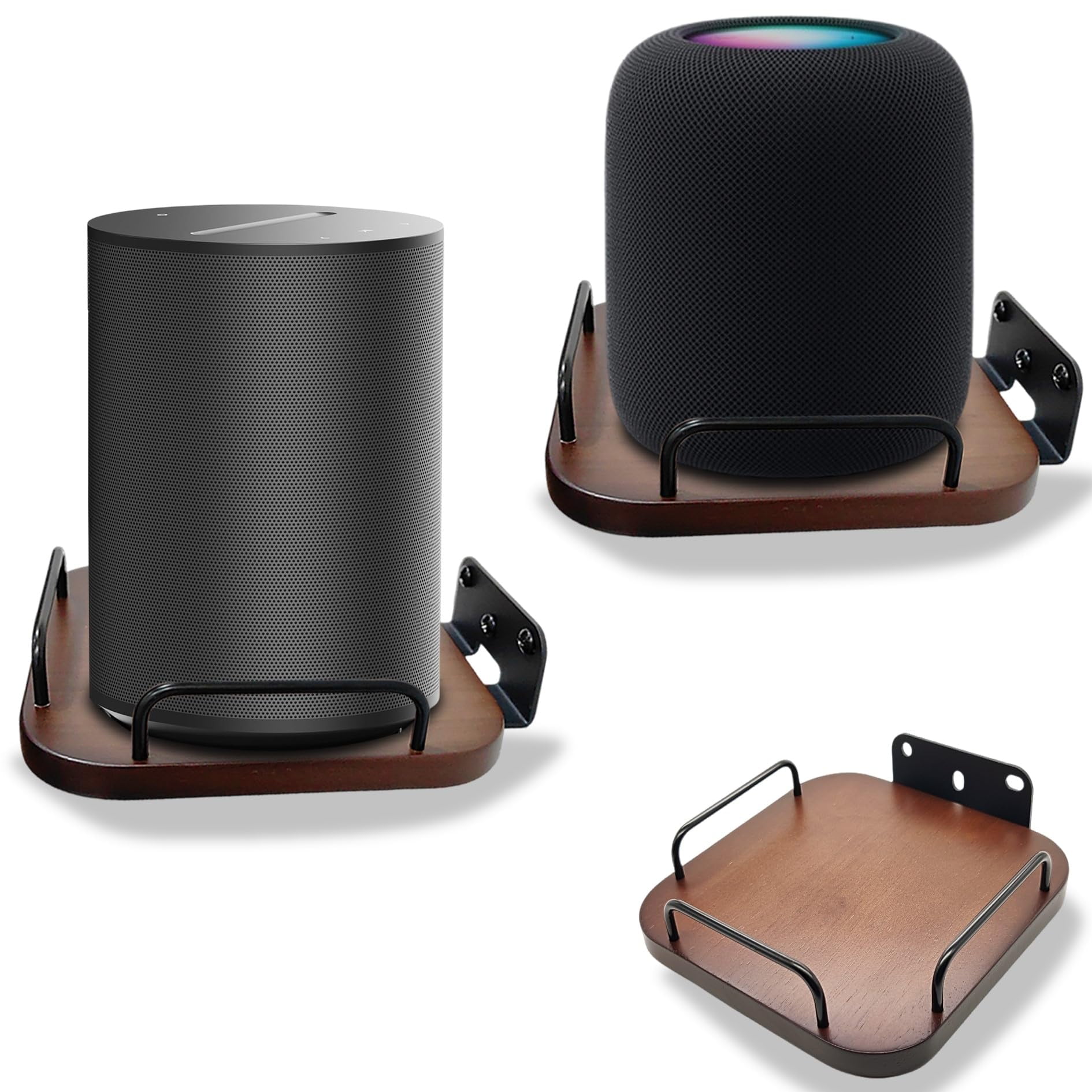 Soporte De Pared Para Altavoz Counlisha Universal De Madera De Nogal, Paquete De 2