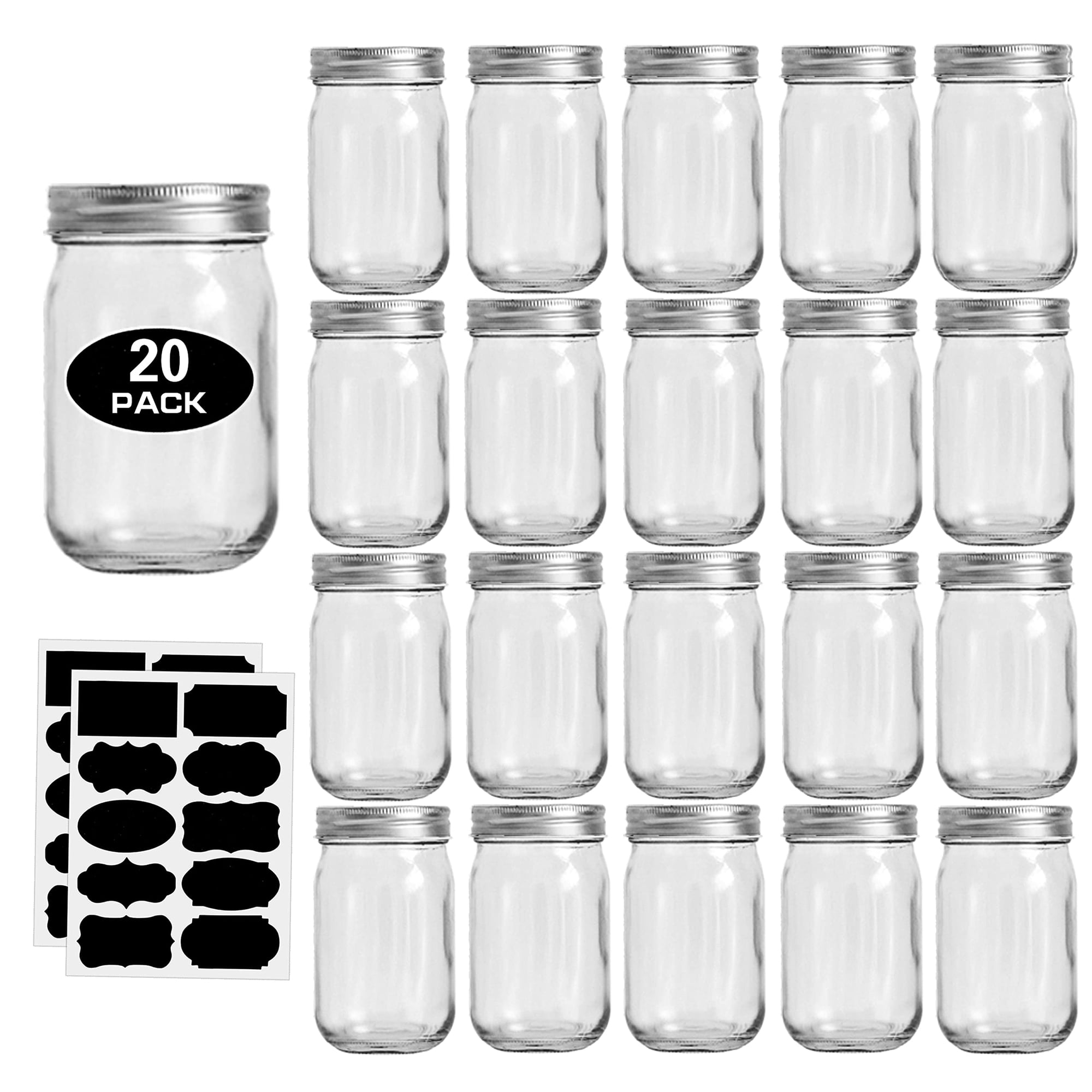 Frascos De Vidrio Rainforce, 350 Ml, Boca Normal Con Tapa, Paquete De 20