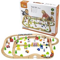 Viga - Juguete Madera Pista De Trenes Con Accesorios