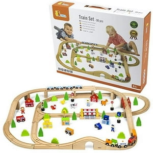 Viga - Juguete Madera Pista De Trenes Con Accesorios