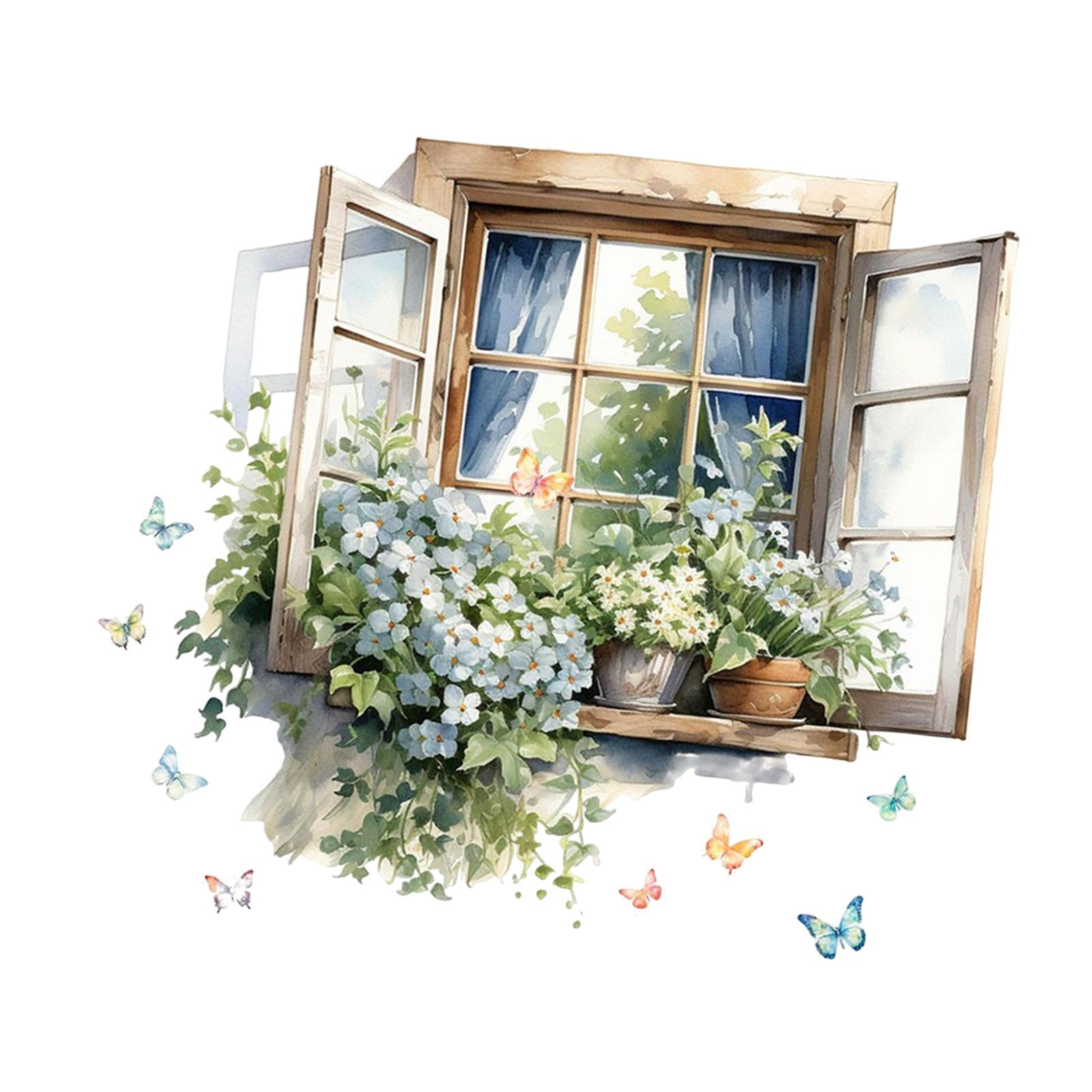 Magideal - Pegatinas De Ventana Falsas De Pvc De Amplia Aplicación, Decoración De Pared Para Ventanas Falsas, Murales De Paisajes Para Ventanas Y Salas De Estar.