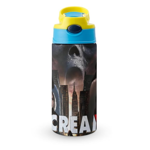 Scream Botella de Agua con Tapa Pop Top de Un Toque, Acero Inoxidable, a Prueba de Fugas, para Deportes, Botella Infantil azul 12 oz
