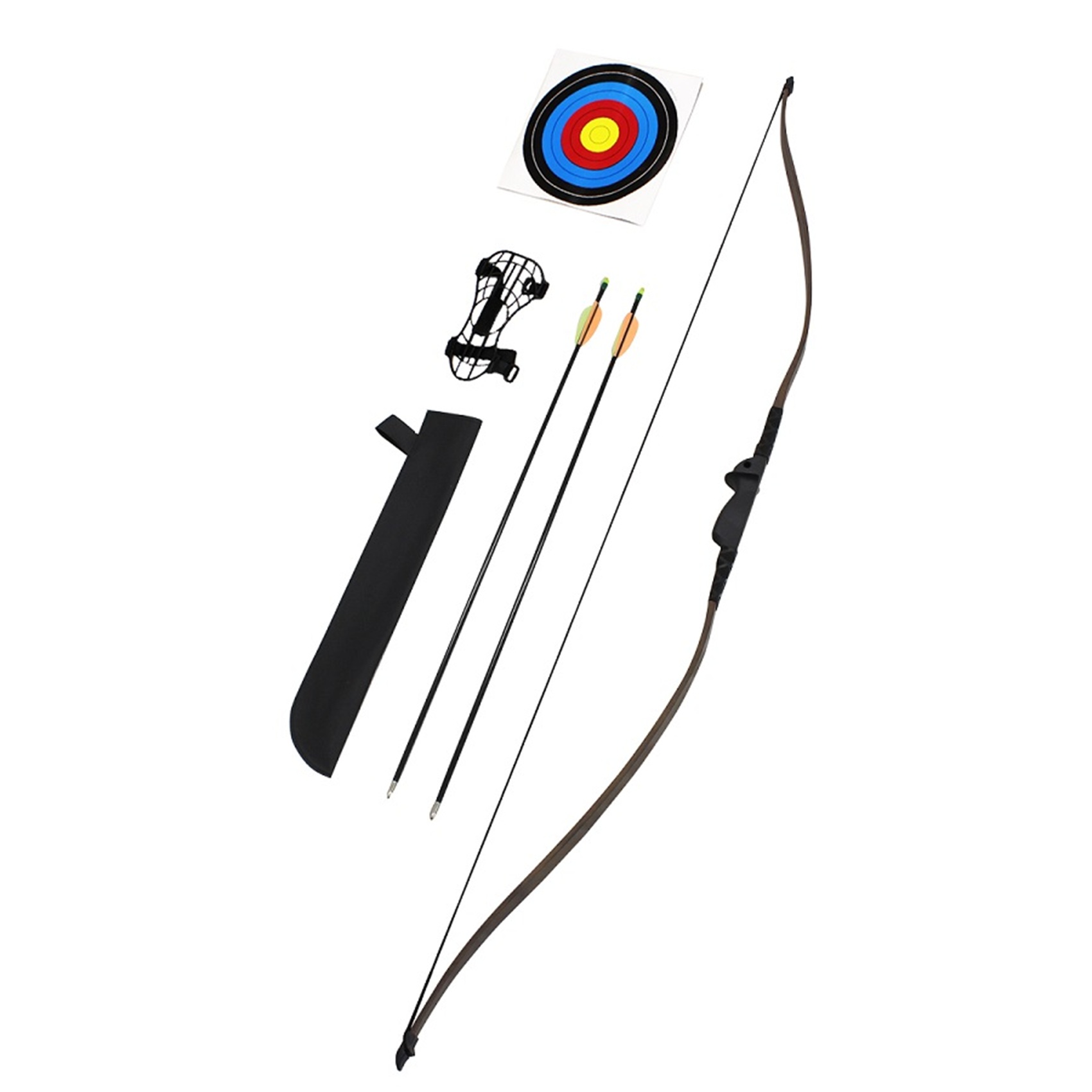 Ek Archery - Arco Recurvo Juvenil Robin Hood 35Lb 9Kg Cafe/Negro Set Con 2 Flechas