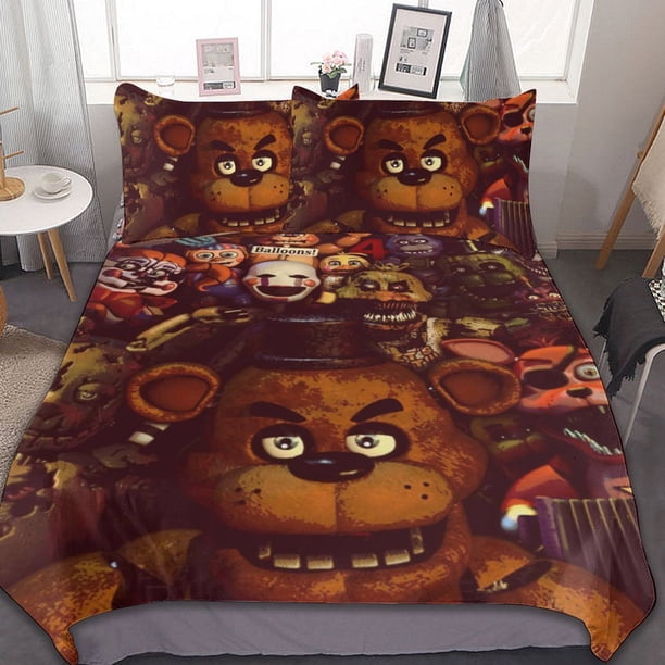 Five Nights at Freddy 3-Piece Bedding Set Warm And Comfortable Soft Duvet Cover Bed Set for Boys Girls Kids Adult Bedroom All Season