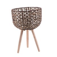 Magideal - Cesta Tejida Para Plantas Con Patas, Cesta De Ratán, Maceta Decorativa Rústica, Macetero Para Oficina, Apartamento, Restaurante, Bar, Decoración Estilo A