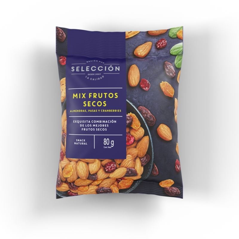 Mix Frutos Secos Almendras, Pasas Y Cranberries 80 g Selección