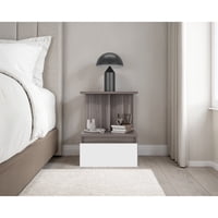 Tuhome - Velador 1 Cajon Miki 51,6X40X35 Cm Avellana Y Blanco