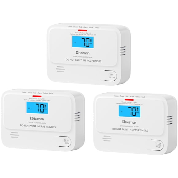 Detector de monóxido de carbono HEIMAN con pantalla digital (Pack de 3)