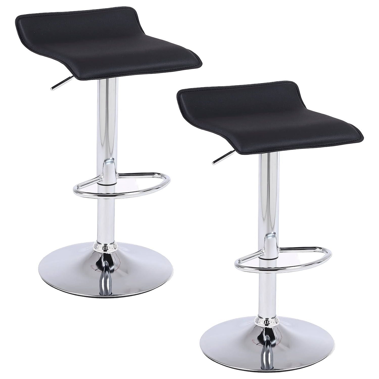 Novahus - Pack 2 Piso De Bar Plano Altura Regulable Giratorio Negro