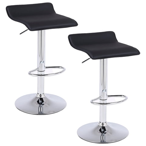 Novahus - Pack 2 Piso De Bar Plano Altura Regulable Giratorio Negro