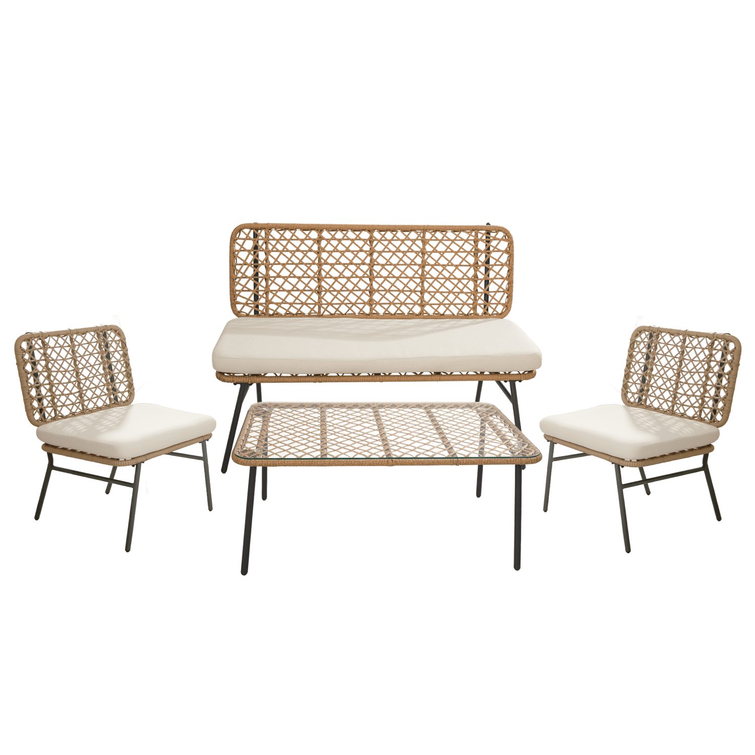 Element Design - Juego De Living De Terraza 4 Personas De Ratán Sintético