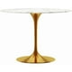 thumbnail image 1 of Mesa Tulip Redonda de Cuarzo Calacatta Soft Base Dorada 80cm, 1 of 3